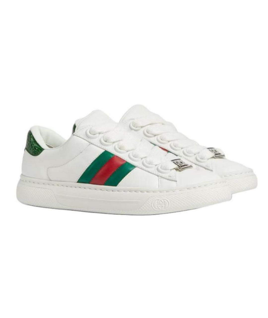 GUCCI Белые кожаные кроссовки, фото 7
