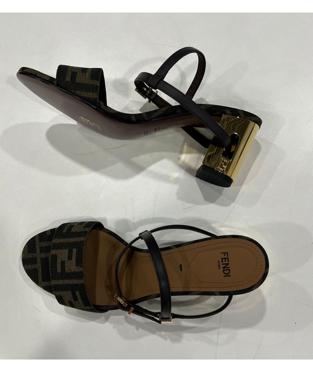 FENDI Коричневые босоножки, фото 3