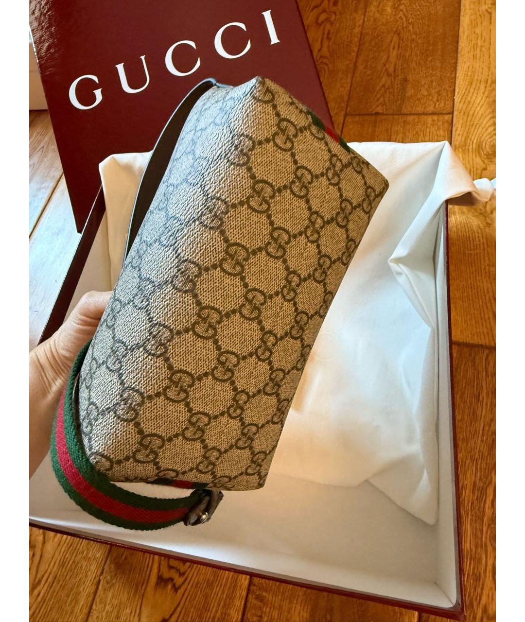 GUCCI Коричневая тканевая сумка через плечо, фото 8