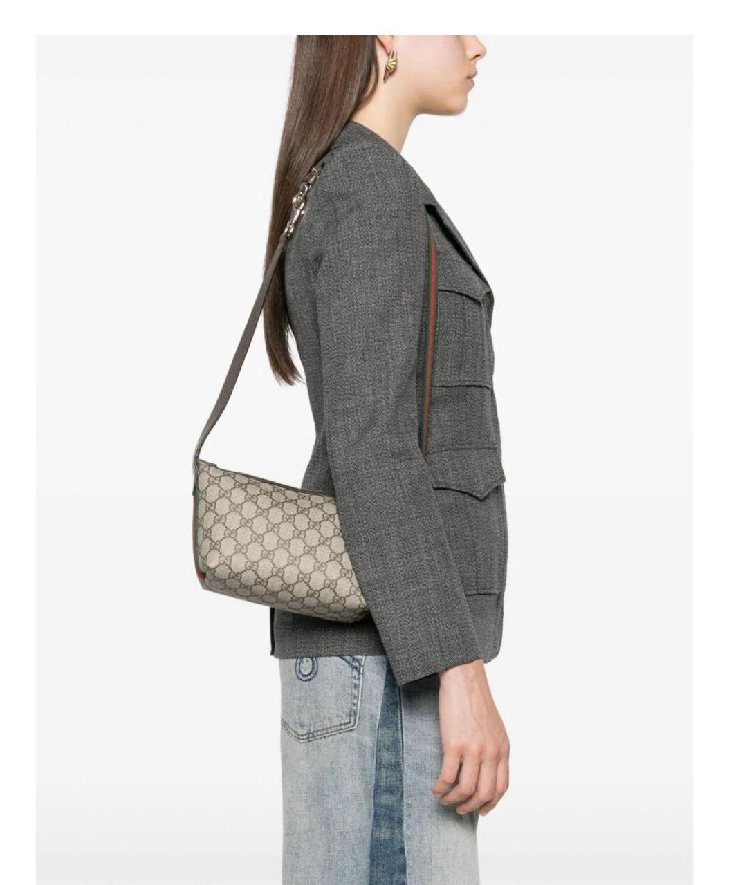 GUCCI Коричневая тканевая сумка через плечо, фото 2
