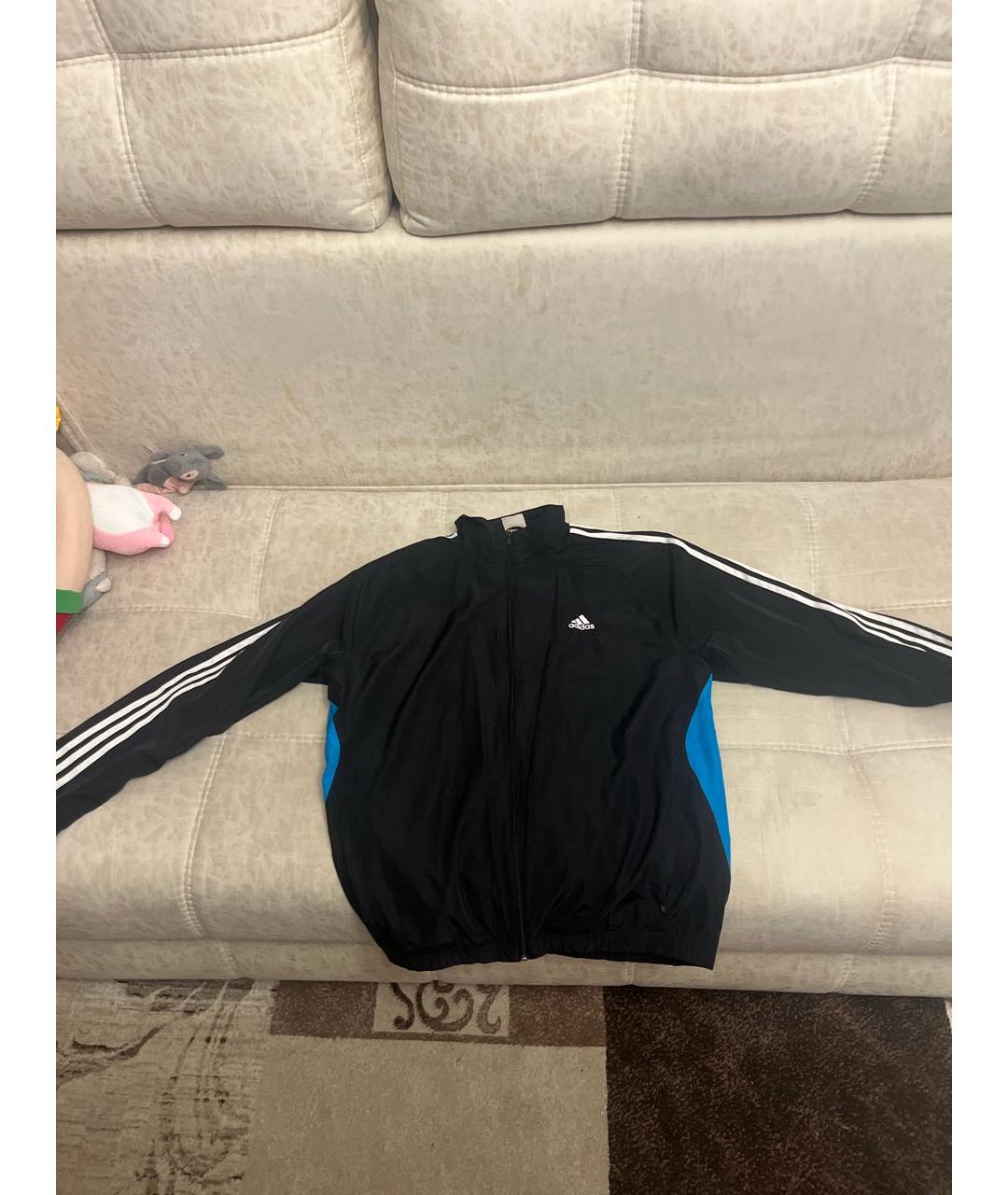 ADIDAS Черная полиэстеровая куртка, фото 4