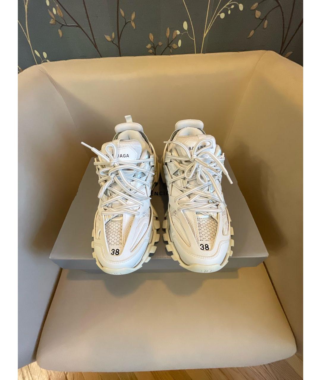 BALENCIAGA Белые кожаные кроссовки, фото 2