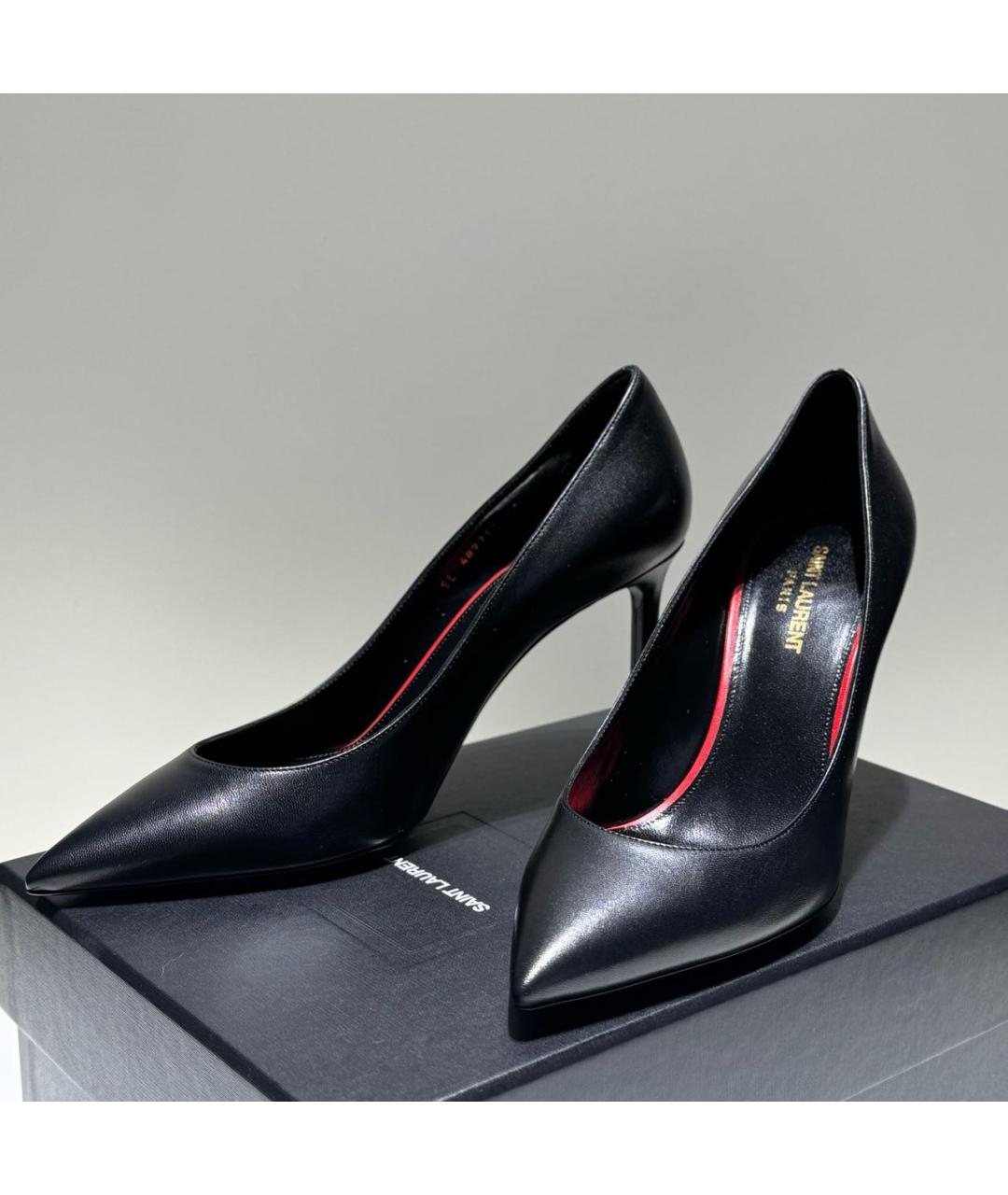SAINT LAURENT Черные кожаные туфли, фото 6