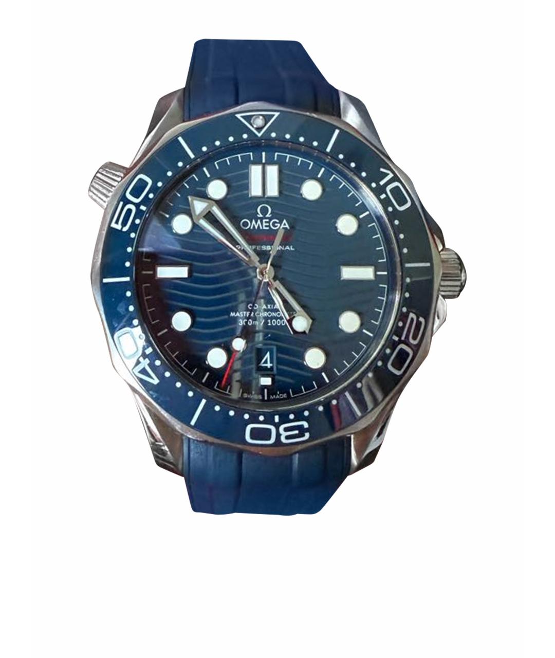 OMEGA Темно-синие стальные часы, фото 1