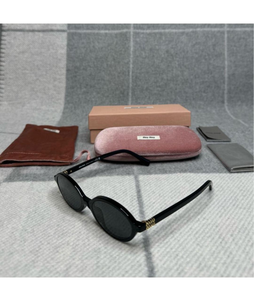 MIU MIU Черные пластиковые солнцезащитные очки, фото 2