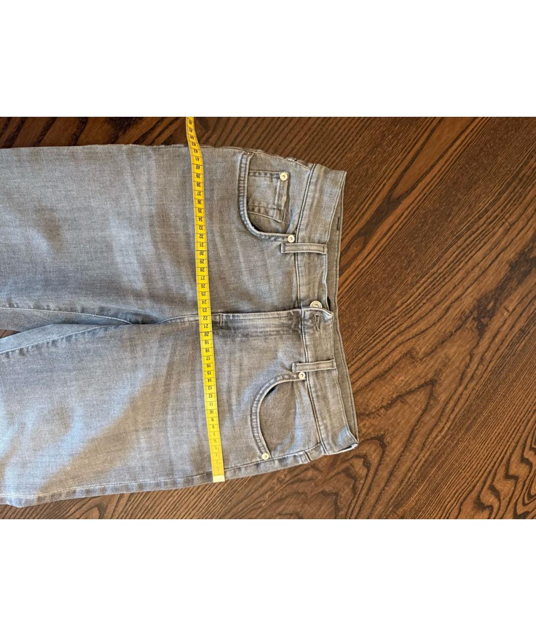 7 FOR ALL MANKIND Серые хлопко-эластановые джинсы слим, фото 5