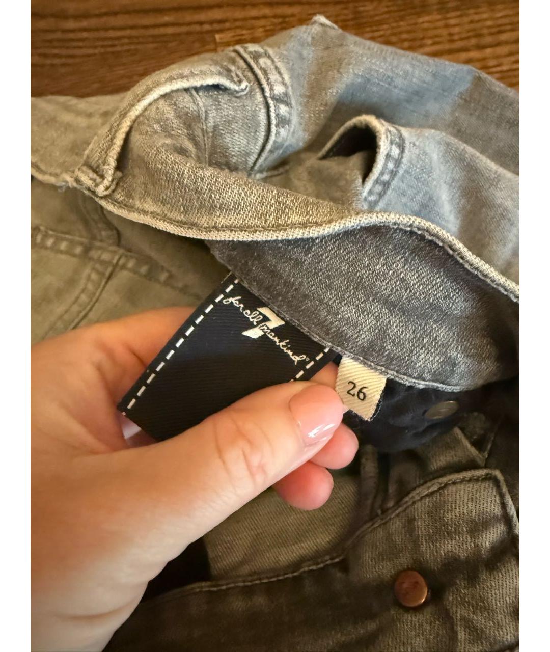 7 FOR ALL MANKIND Серые хлопко-эластановые джинсы слим, фото 4