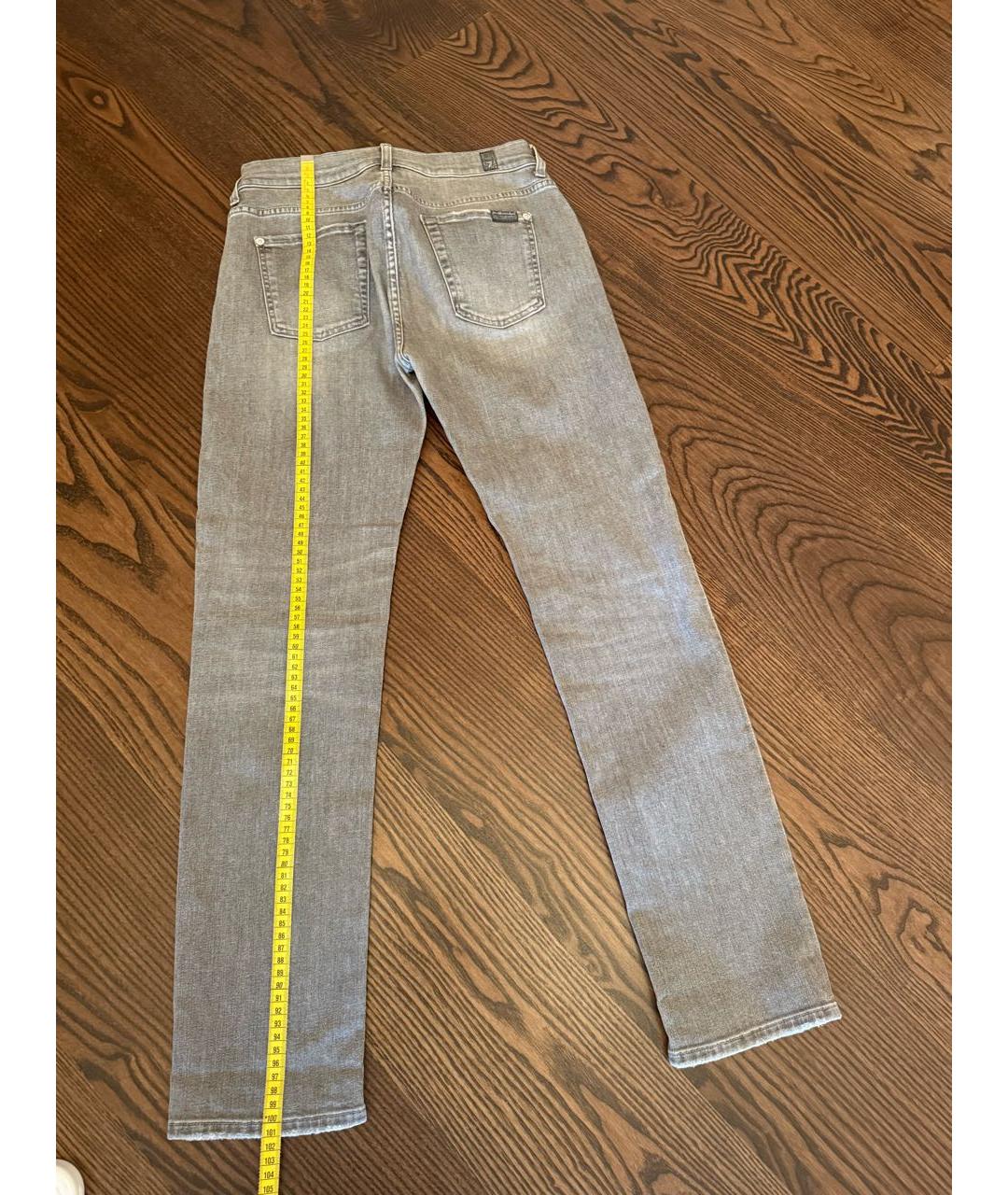 7 FOR ALL MANKIND Серые хлопко-эластановые джинсы слим, фото 6