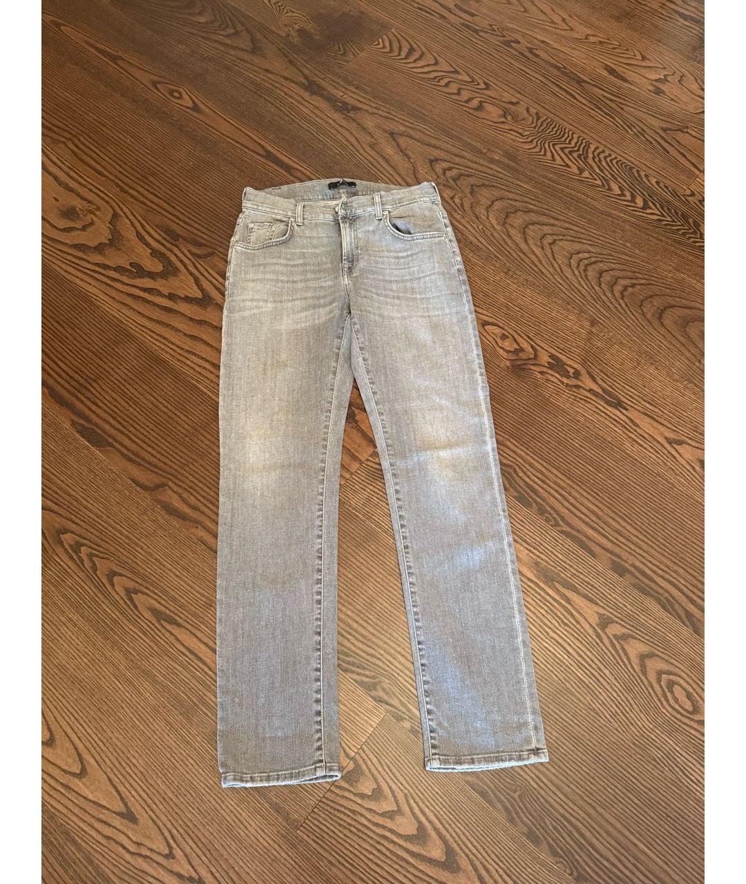 7 FOR ALL MANKIND Серые хлопко-эластановые джинсы слим, фото 8