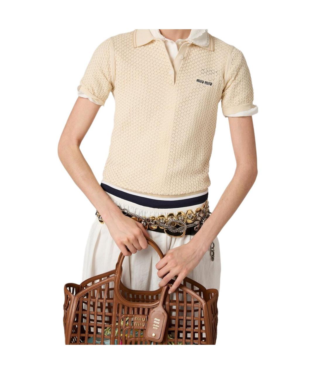MIU MIU Бежевый хлопковый джемпер / свитер, фото 2