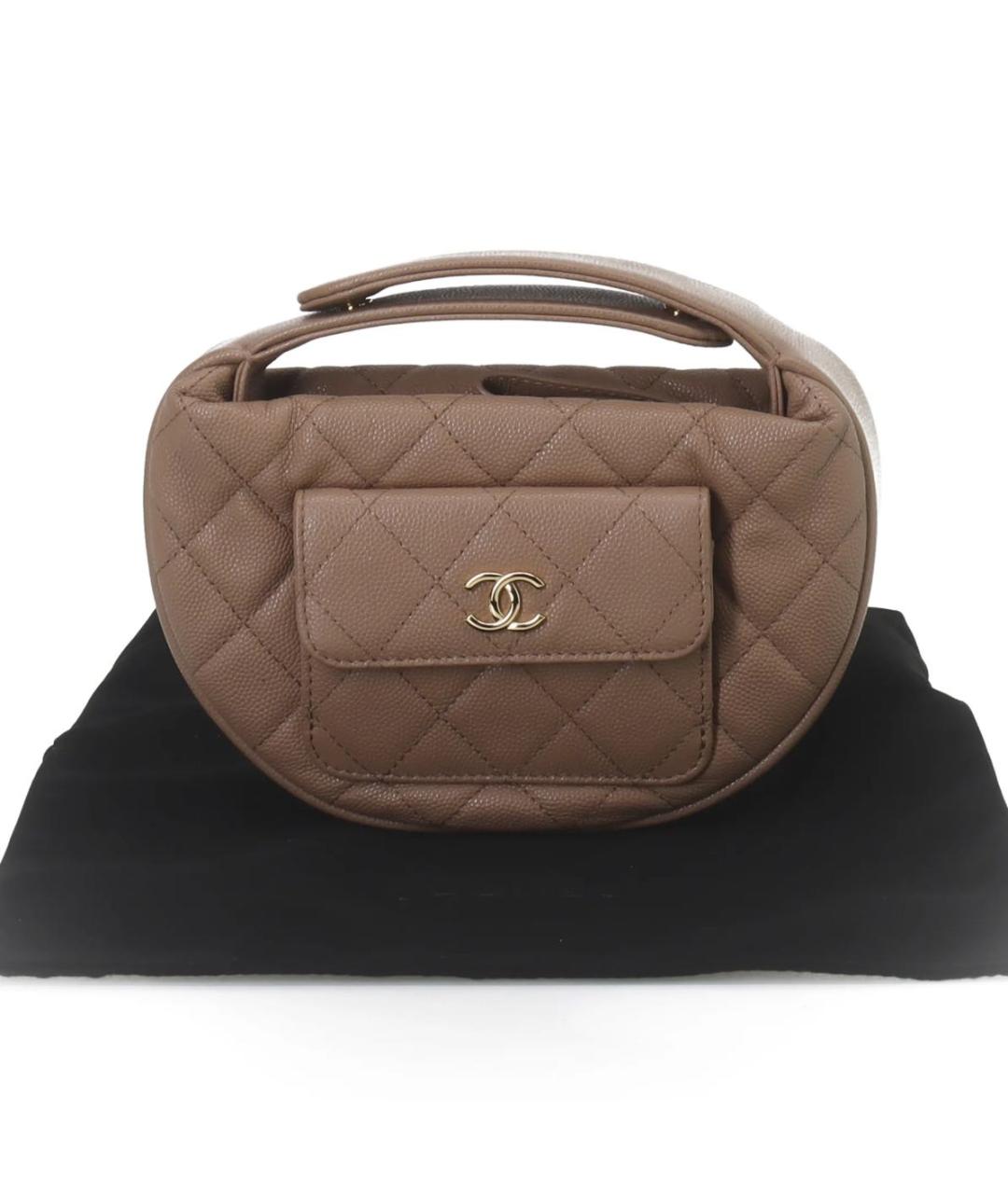 CHANEL Коричневая кожаная сумка с короткими ручками, фото 2