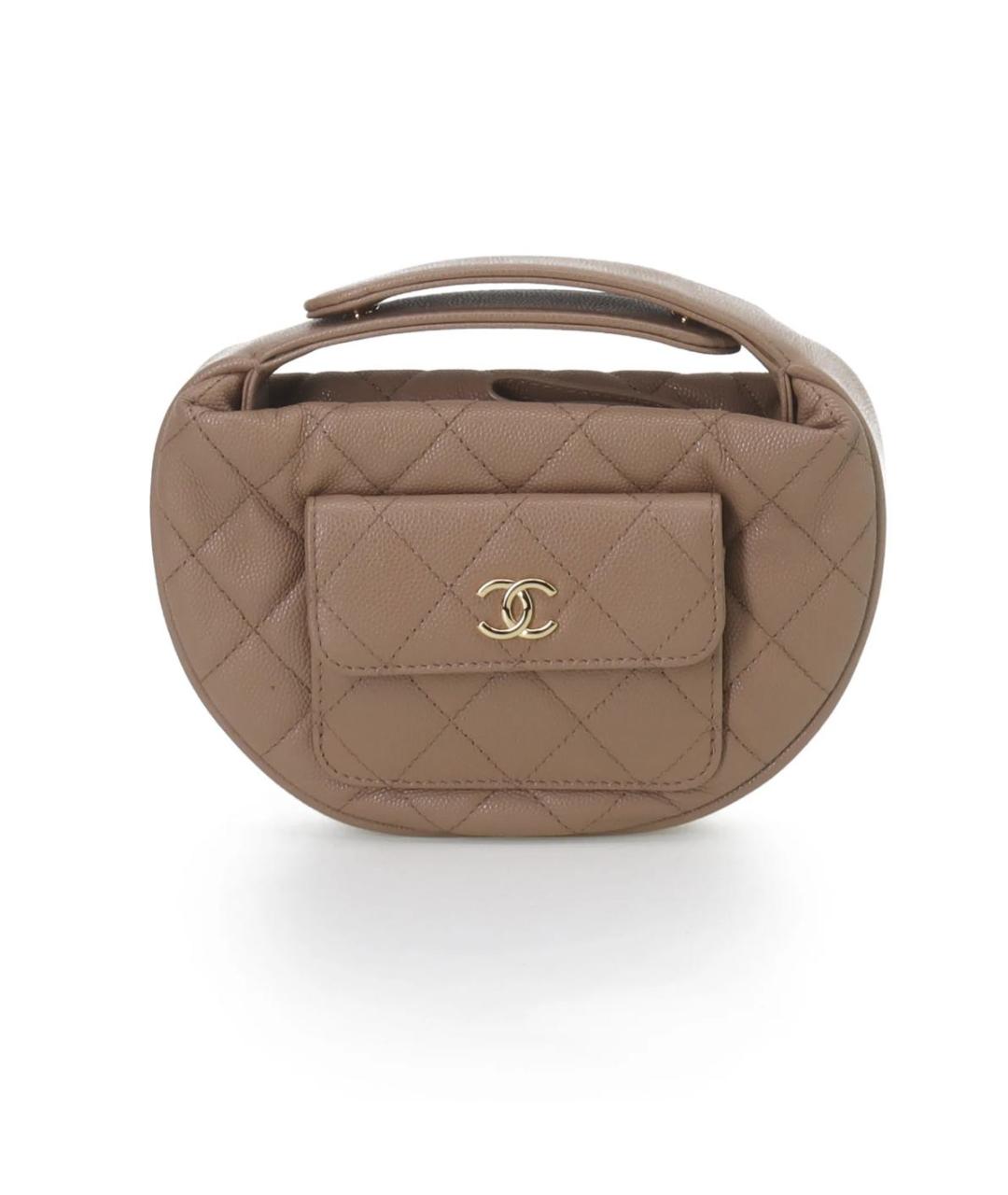 CHANEL Коричневая кожаная сумка с короткими ручками, фото 1