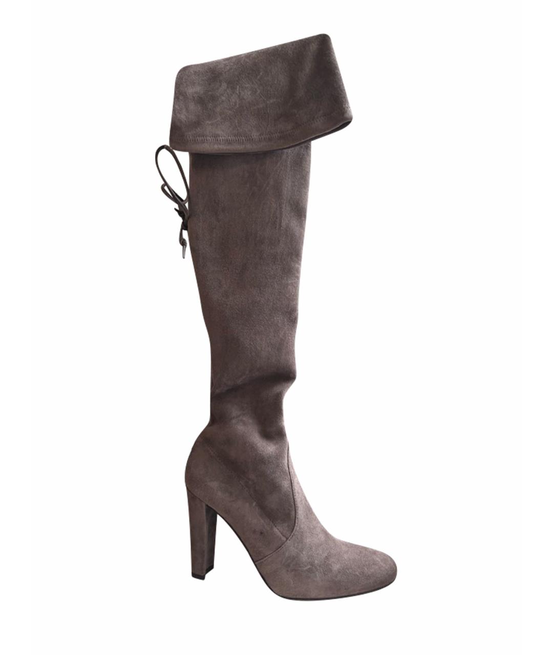 STUART WEITZMAN Бежевые замшевые ботфорты, фото 1