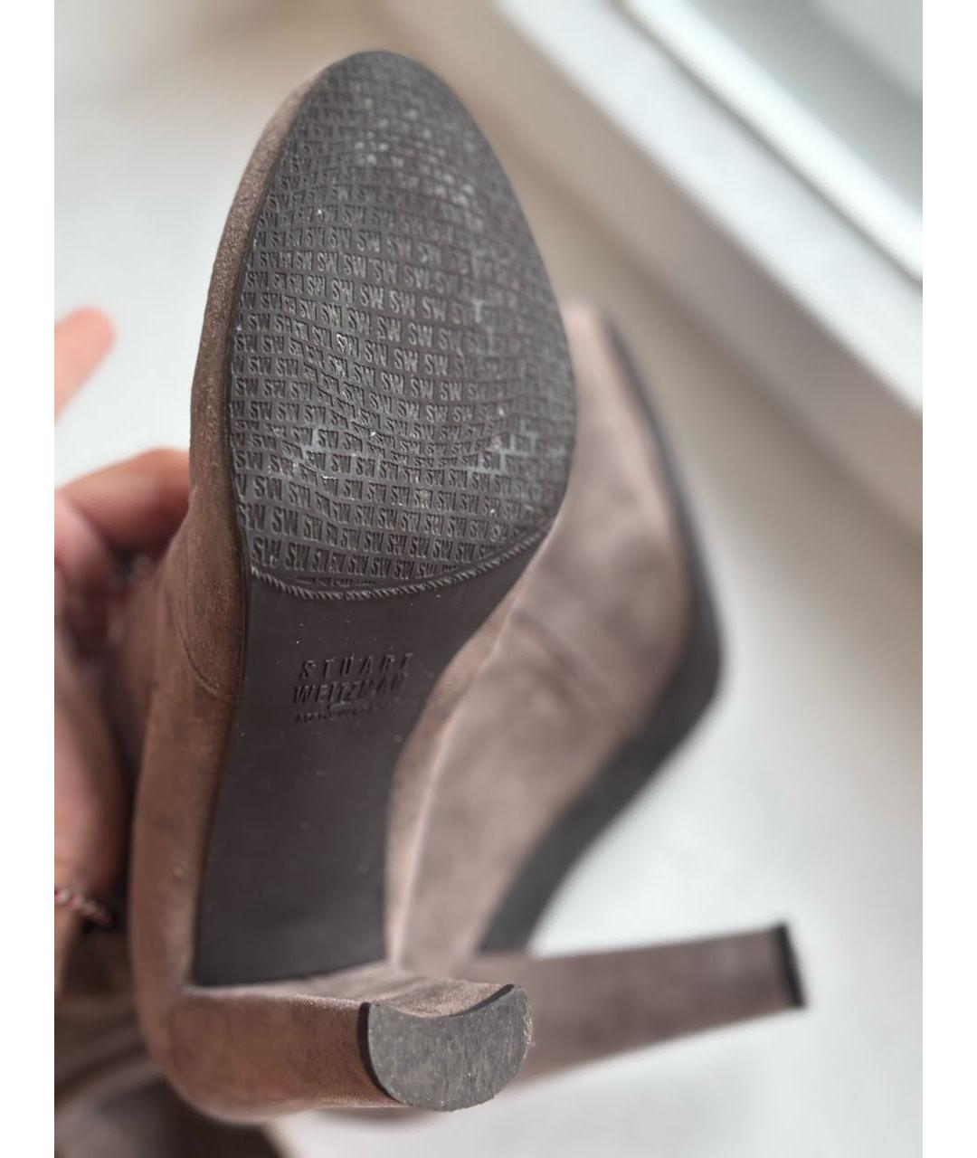 STUART WEITZMAN Бежевые замшевые ботфорты, фото 4