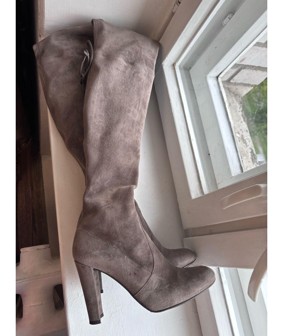 STUART WEITZMAN Бежевые замшевые ботфорты, фото 2