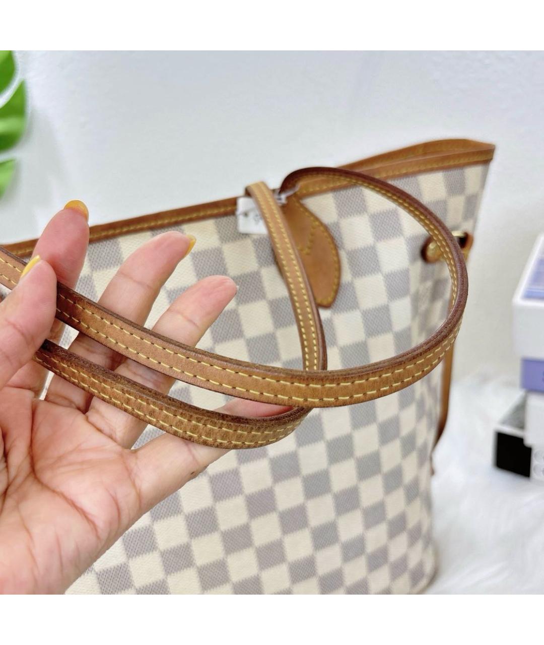 LOUIS VUITTON Бежевая кожаная сумка тоут, фото 8
