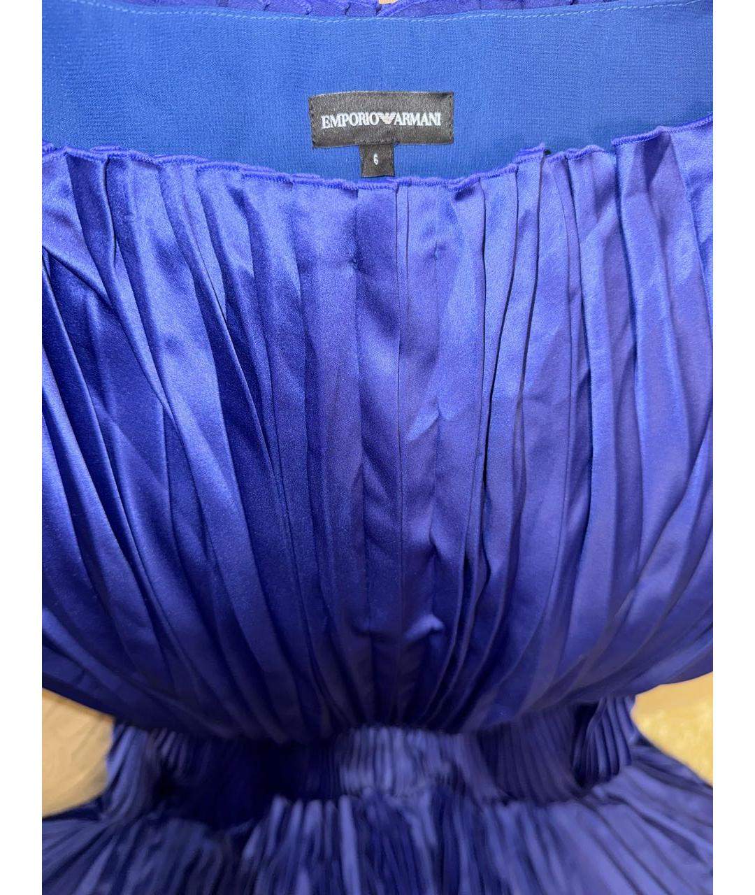EMPORIO ARMANI Темно-синее полиэстеровое вечернее платье, фото 3
