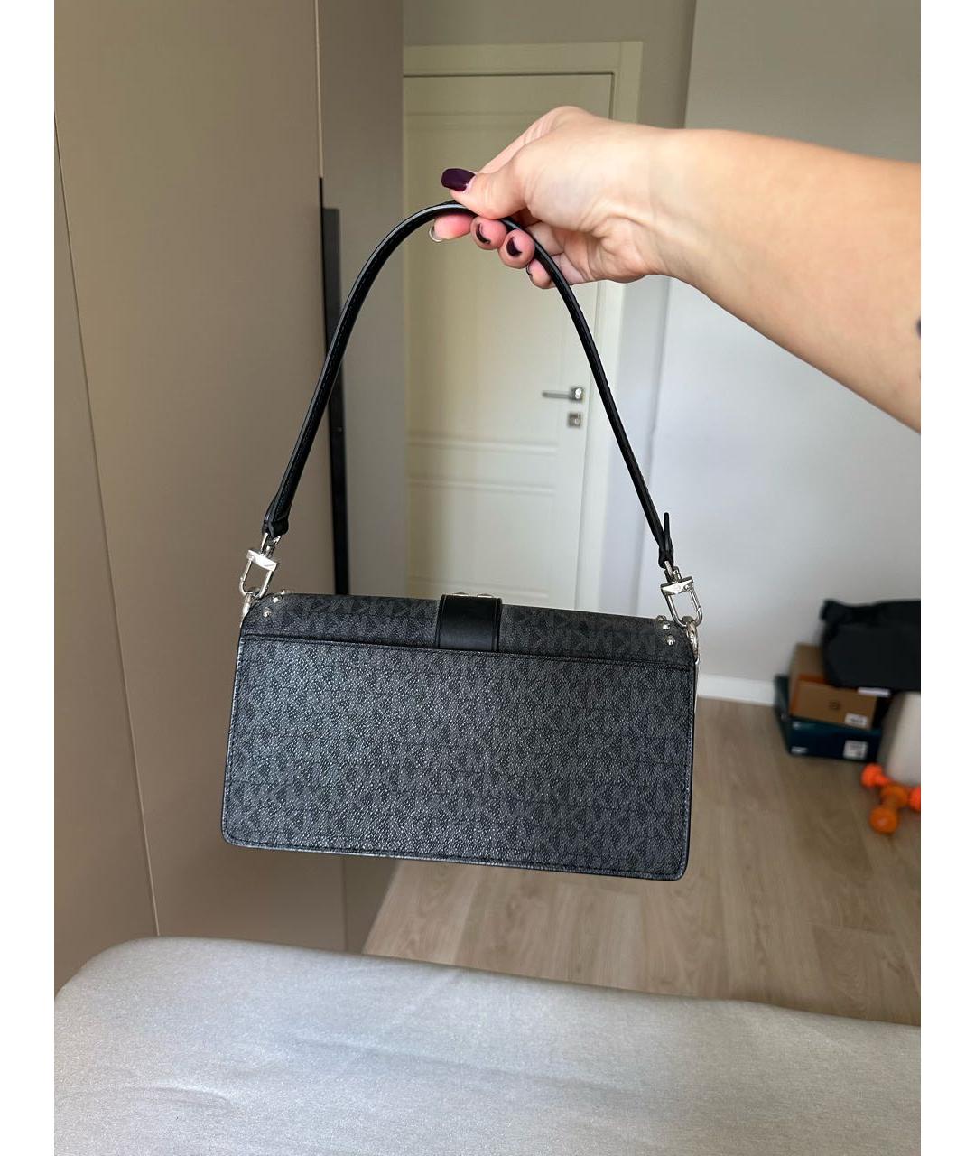MICHAEL MICHAEL KORS Антрацитовая сумка через плечо из искусственной кожи, фото 2