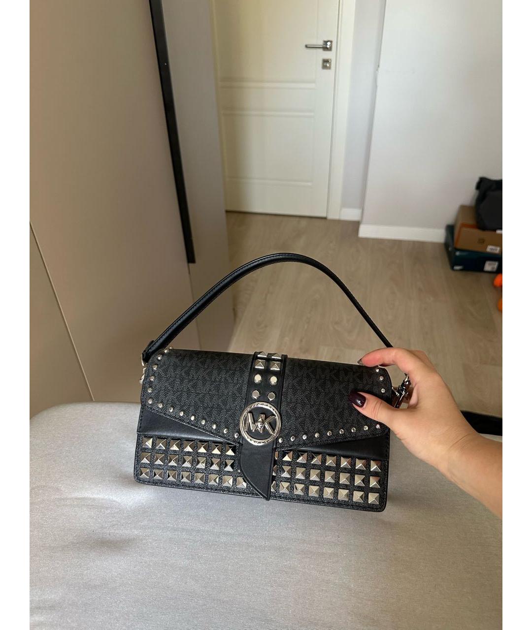 MICHAEL MICHAEL KORS Антрацитовая сумка через плечо из искусственной кожи, фото 3