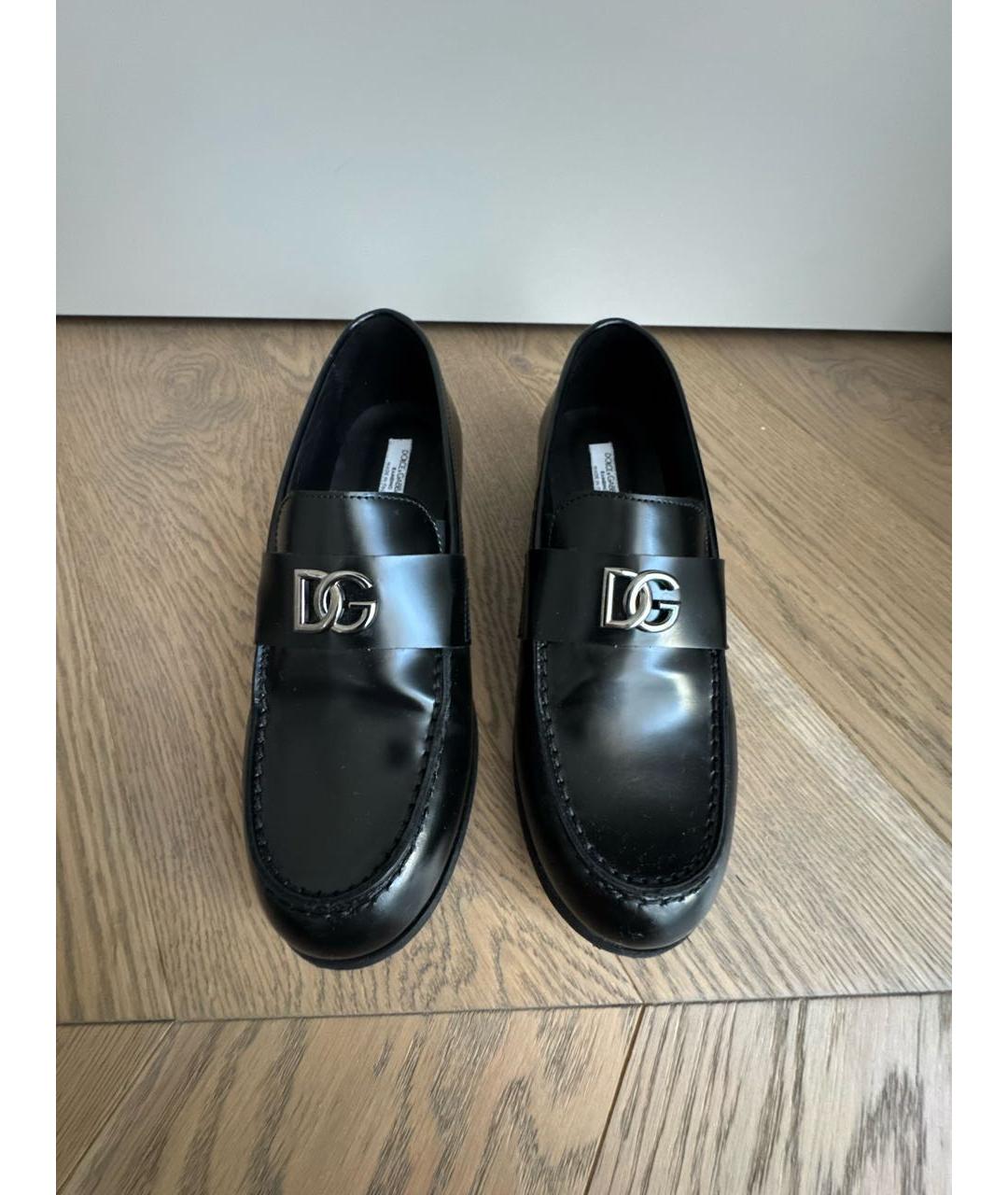 DOLCE & GABBANA KIDS Черные кожаные лоферы/мокасины, фото 2