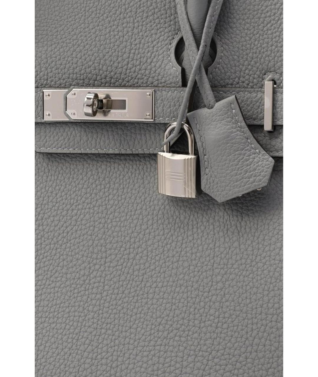 HERMES Серая кожаная сумка с короткими ручками, фото 5