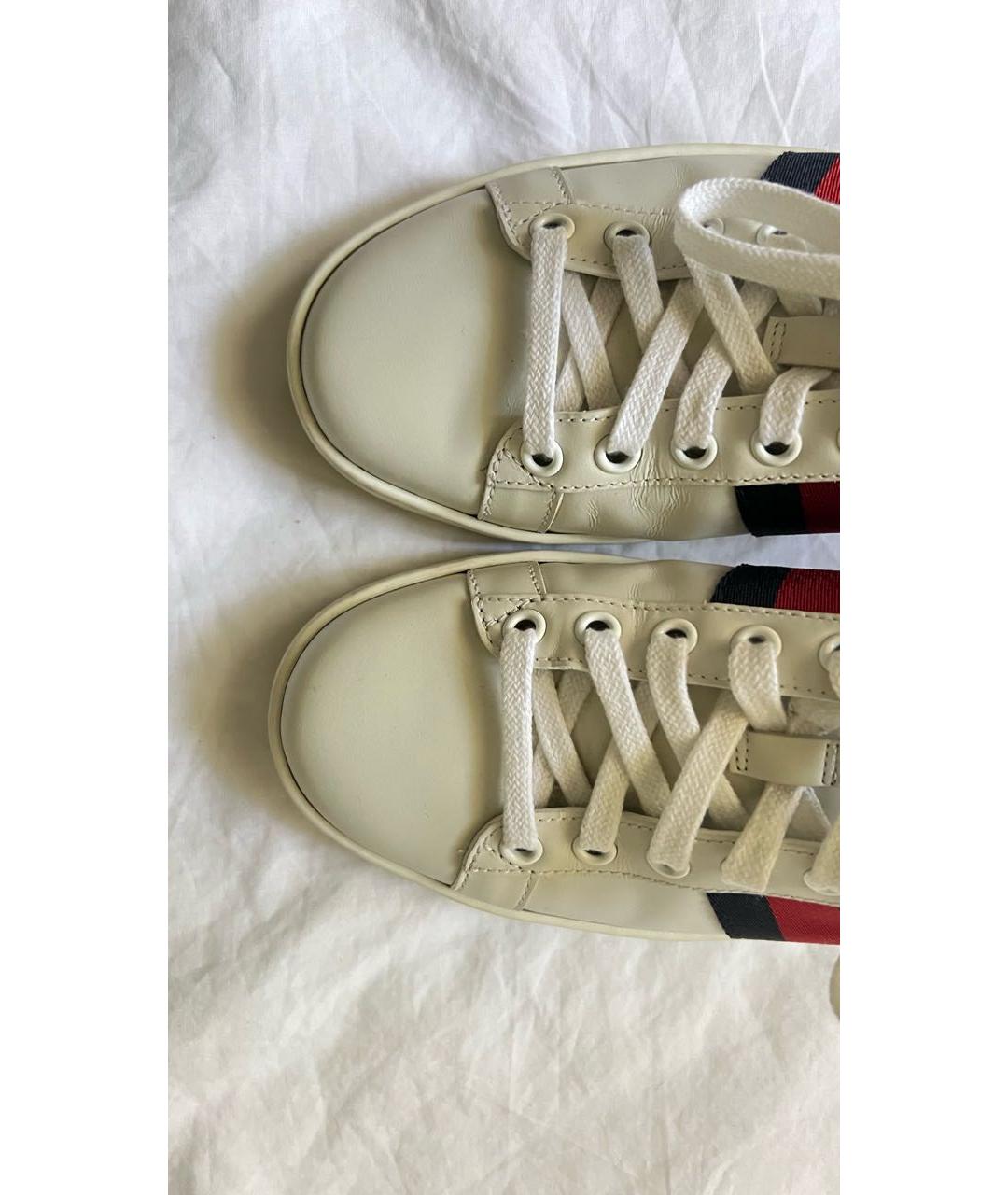 GUCCI Белые кожаные кеды, фото 3