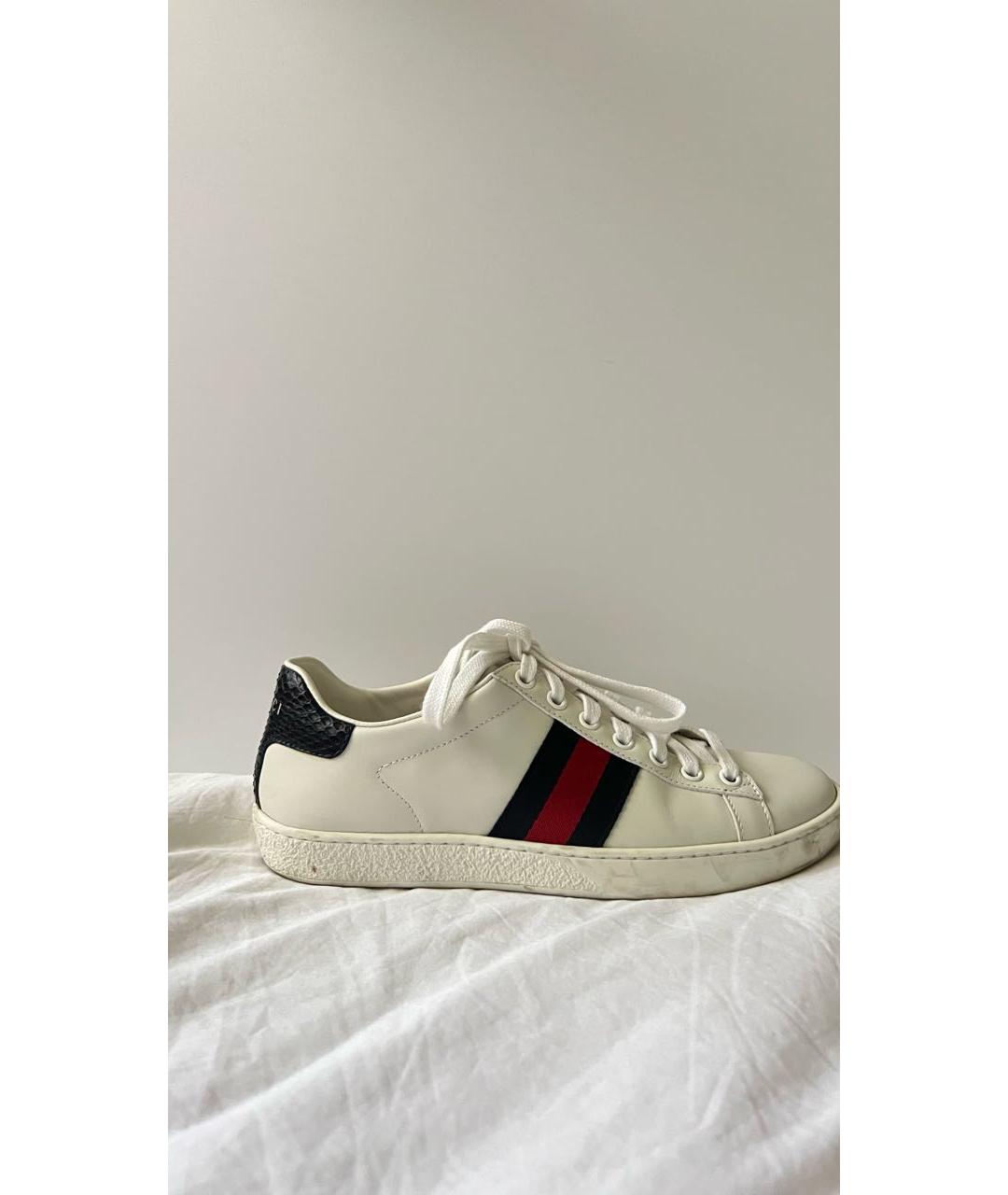 GUCCI Белые кожаные кеды, фото 6