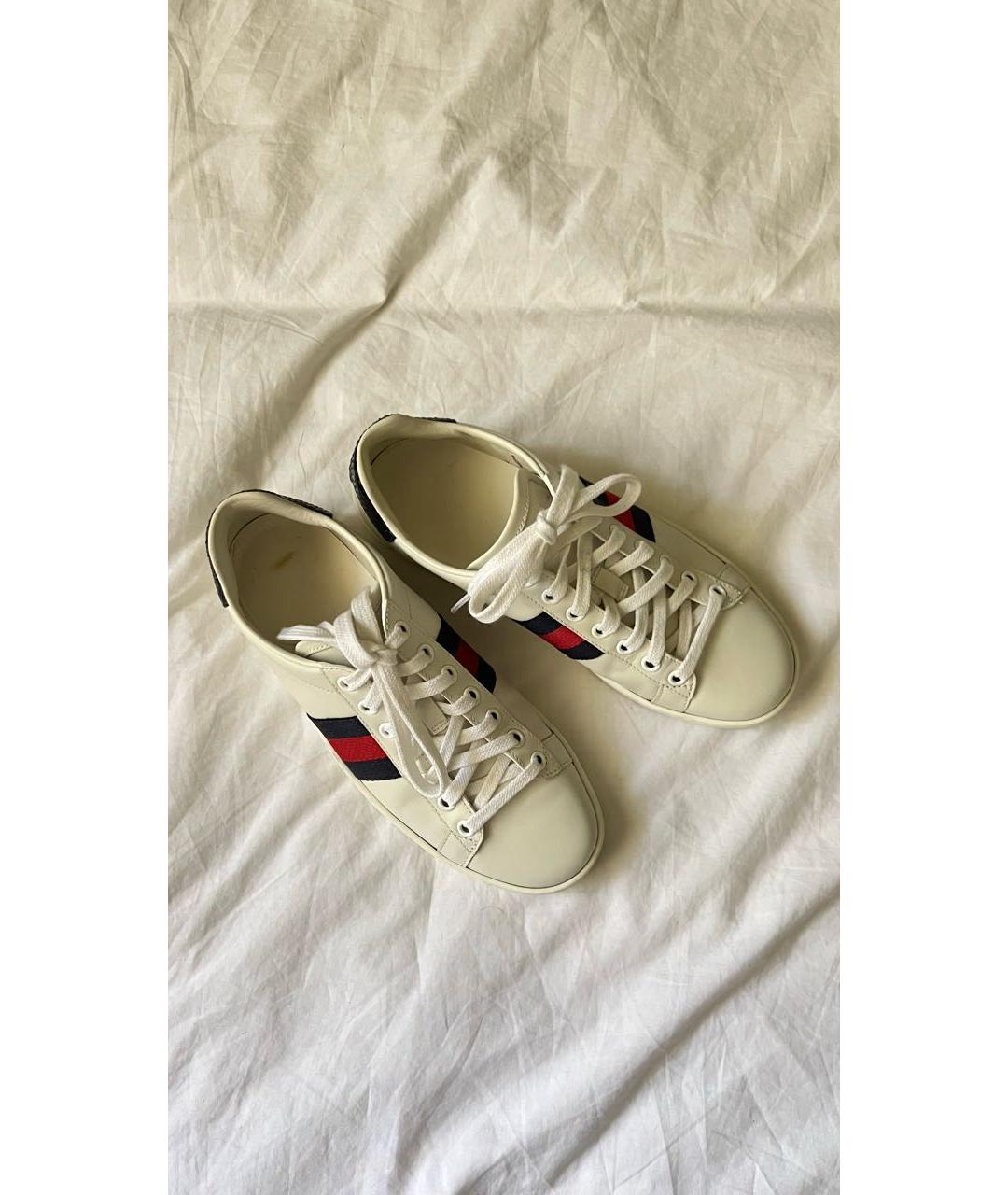 GUCCI Белые кожаные кеды, фото 2