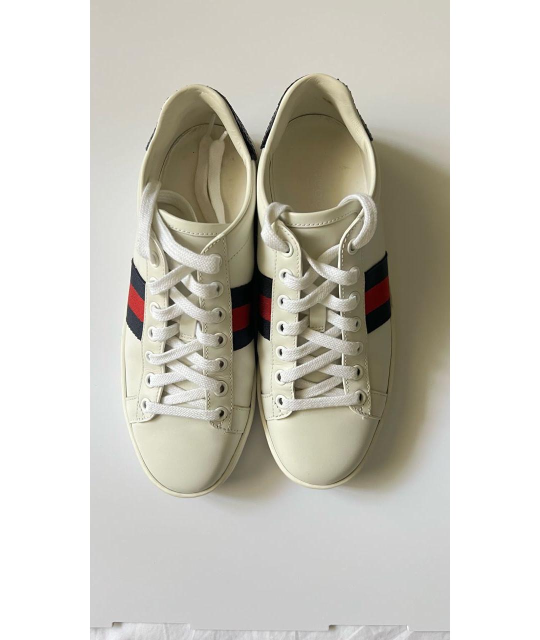 GUCCI Белые кожаные кеды, фото 8