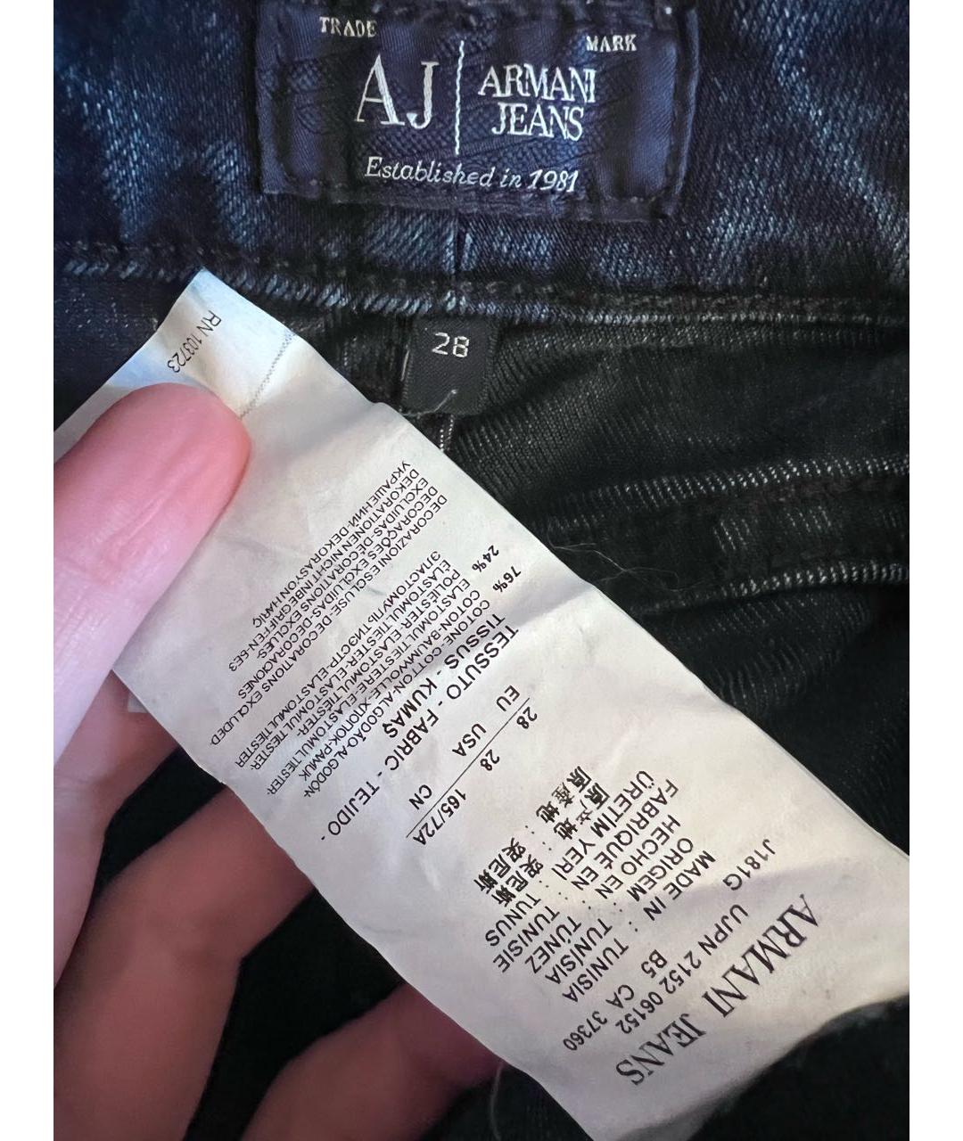 ARMANI JEANS Темно-синие хлопковые прямые джинсы, фото 3