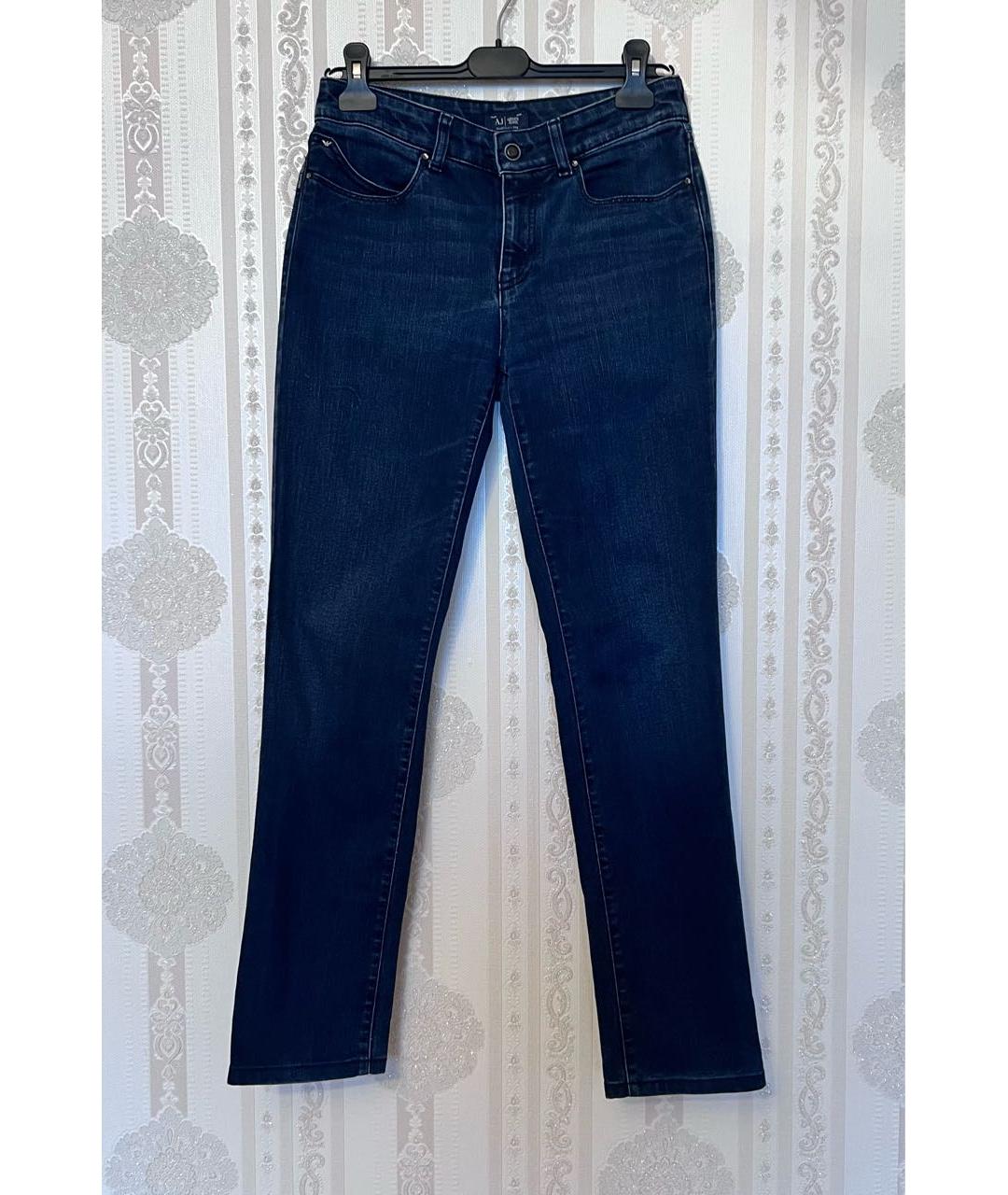 ARMANI JEANS Темно-синие хлопковые прямые джинсы, фото 4