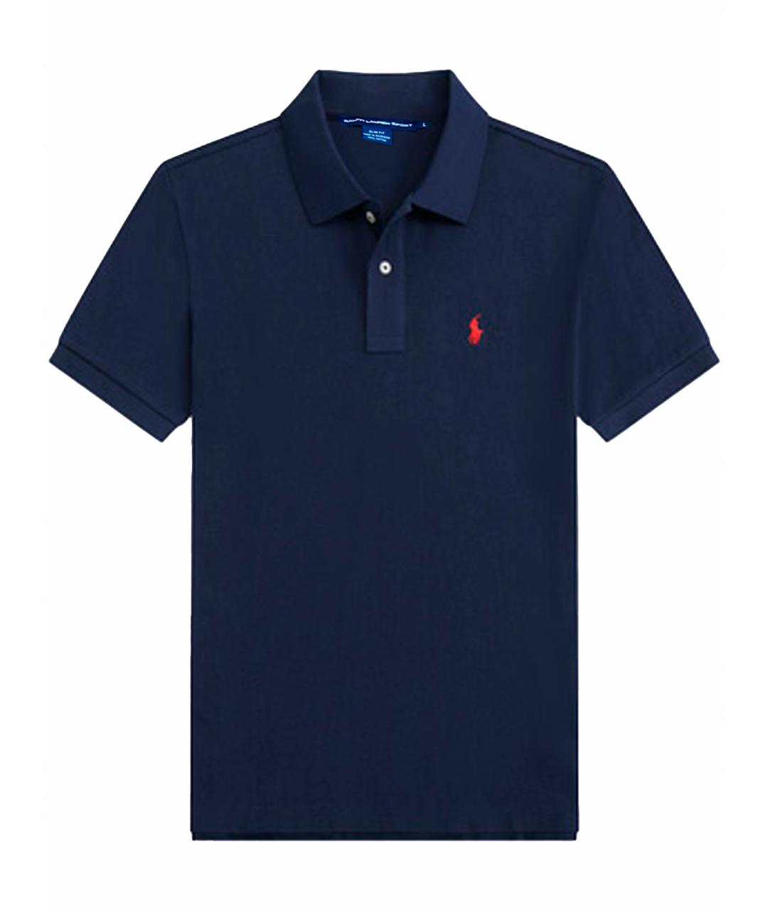 POLO RALPH LAUREN Темно-синее хлопковое поло с коротким рукавом, фото 1