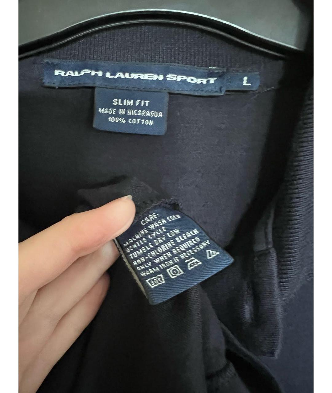 POLO RALPH LAUREN Темно-синее хлопковое поло с коротким рукавом, фото 3