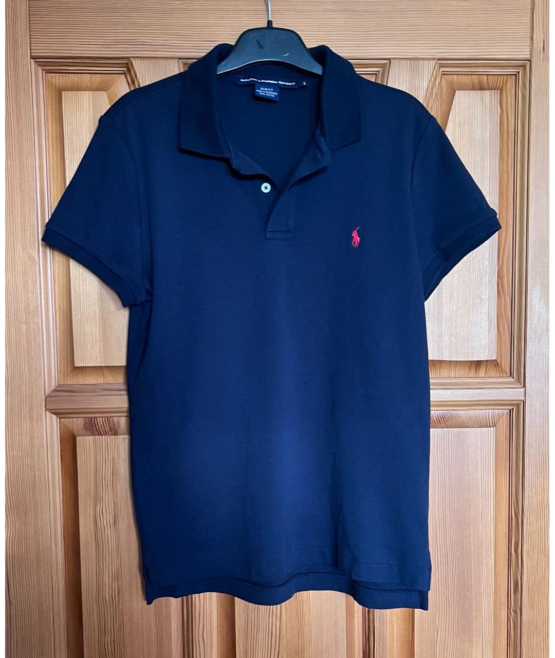 POLO RALPH LAUREN Темно-синее хлопковое поло с коротким рукавом, фото 4