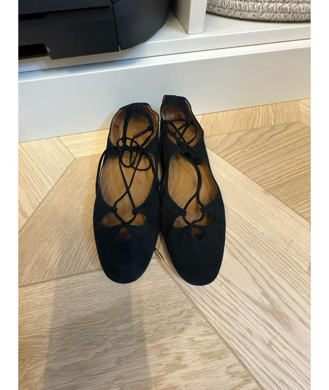 AQUAZZURA Черные замшевые балетки, фото 2