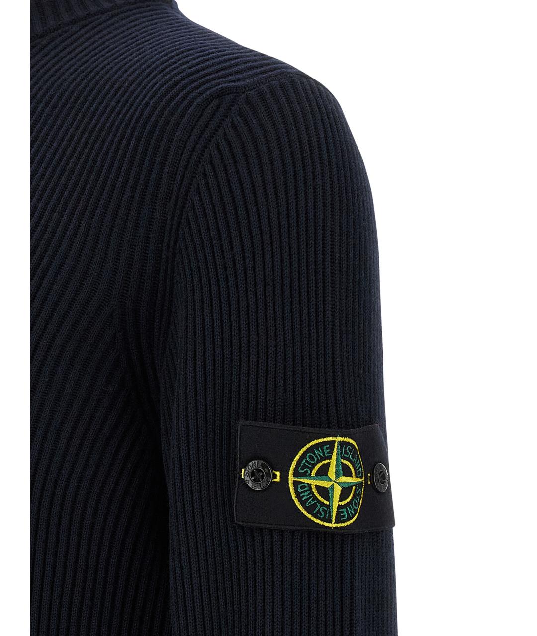 STONE ISLAND Темно-синий шерстяной джемпер / свитер, фото 2