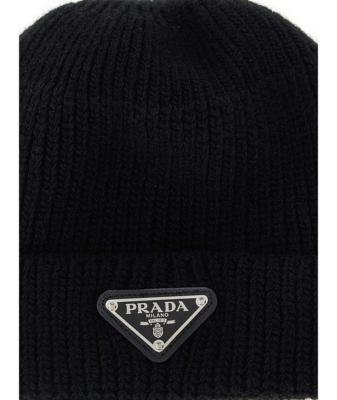 PRADA Черная шерстяная шапка, фото 3