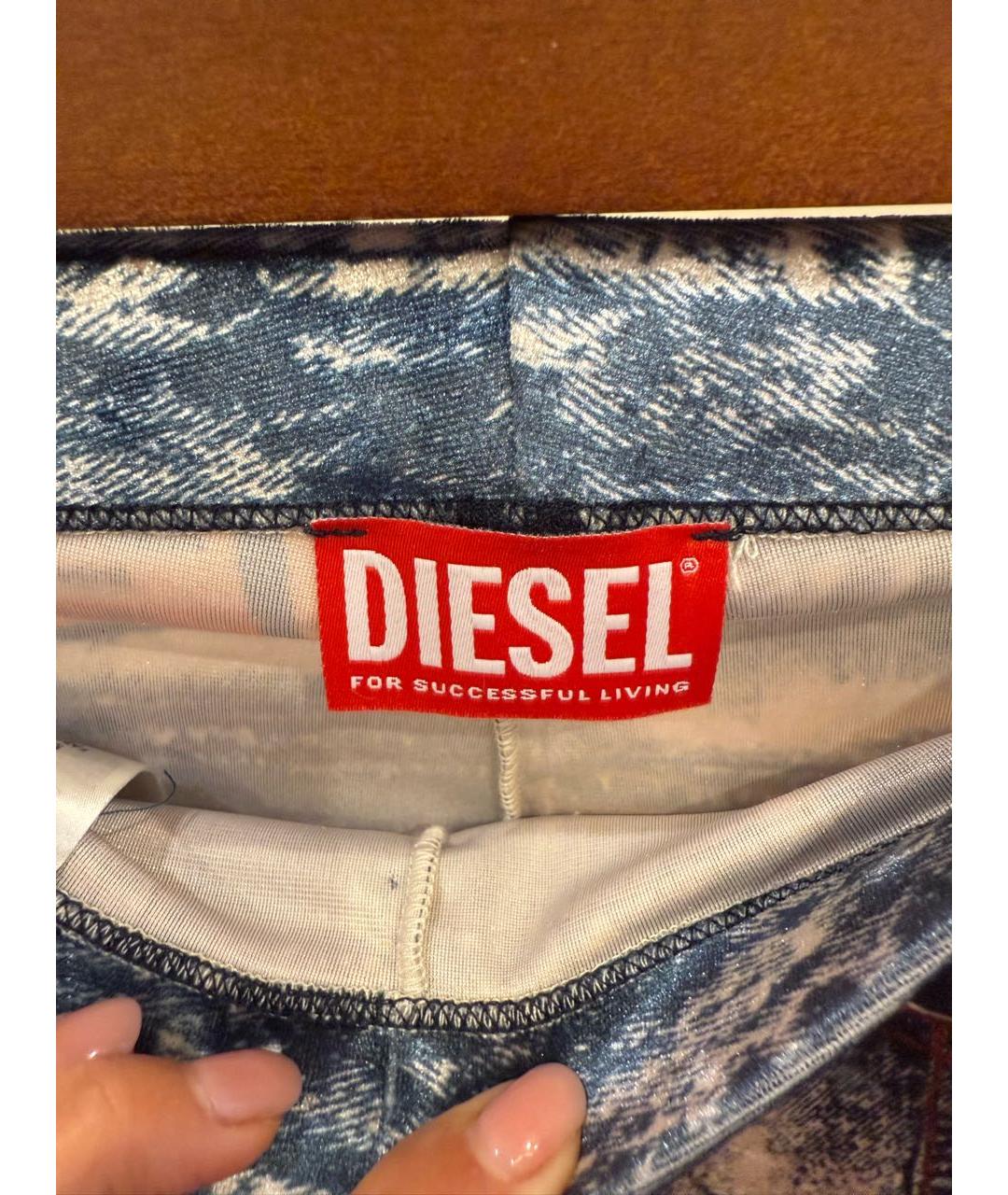 DIESEL Синие велюровые леггинсы и велосипедки, фото 3