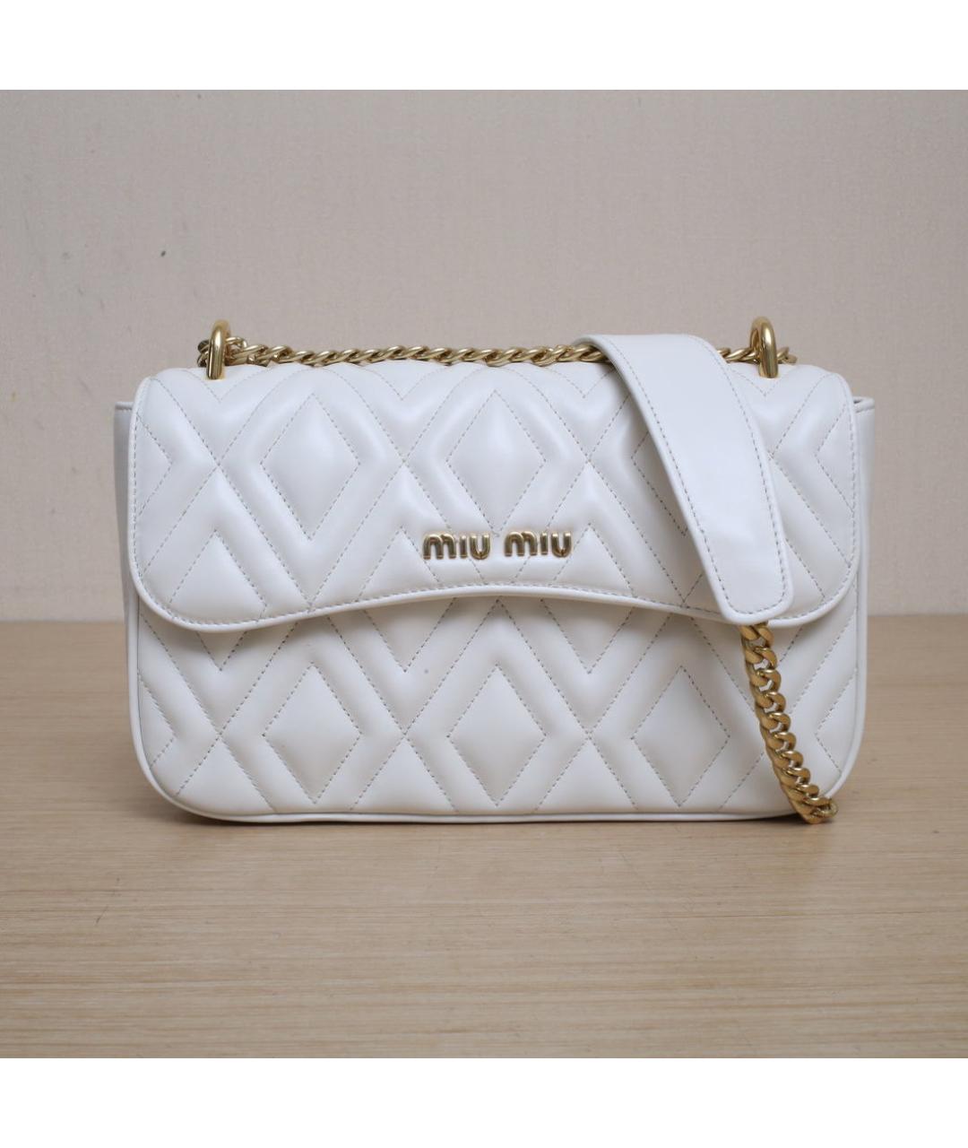 MIU MIU Белая кожаная сумка через плечо, фото 2