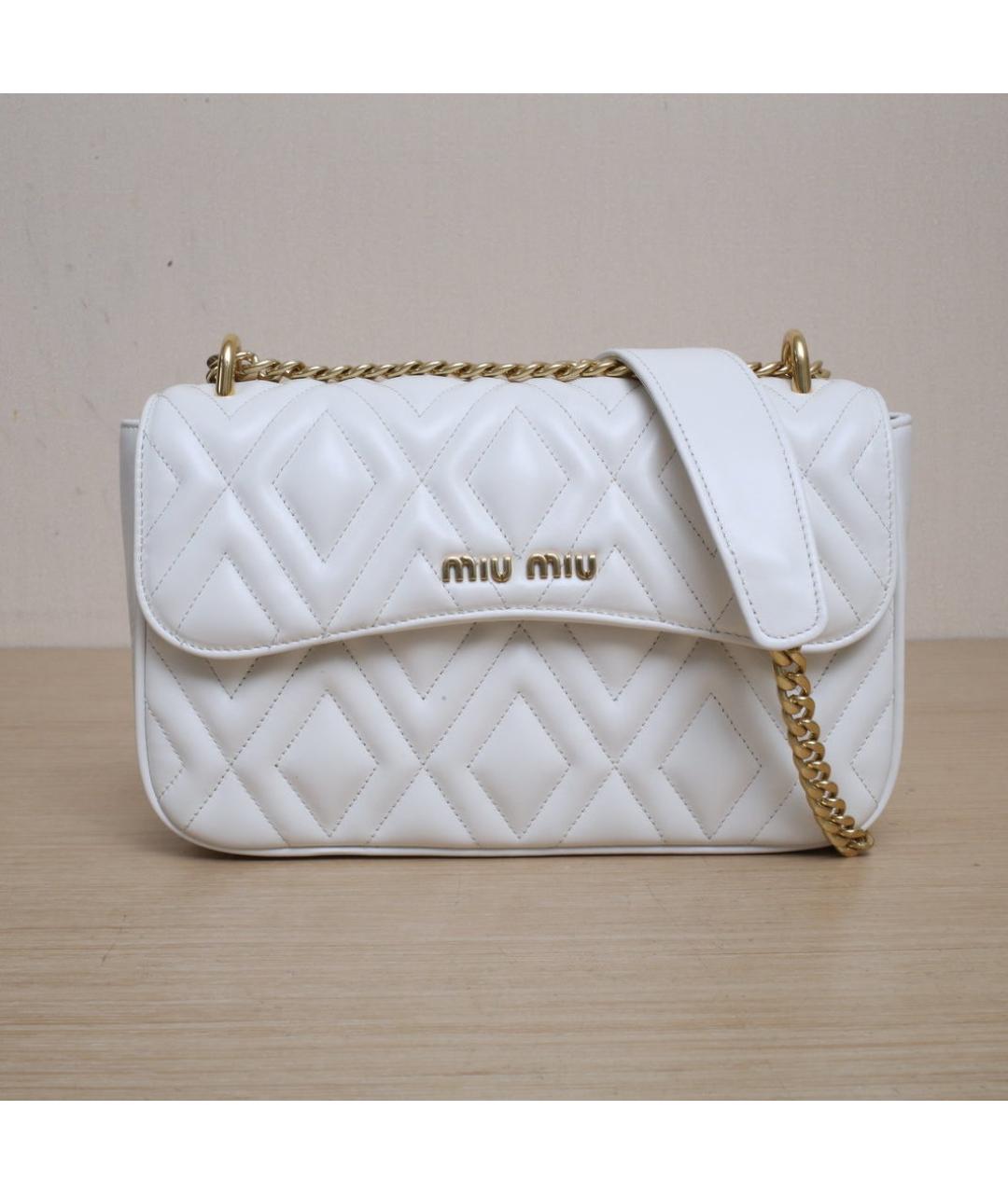 MIU MIU Белая кожаная сумка через плечо, фото 3