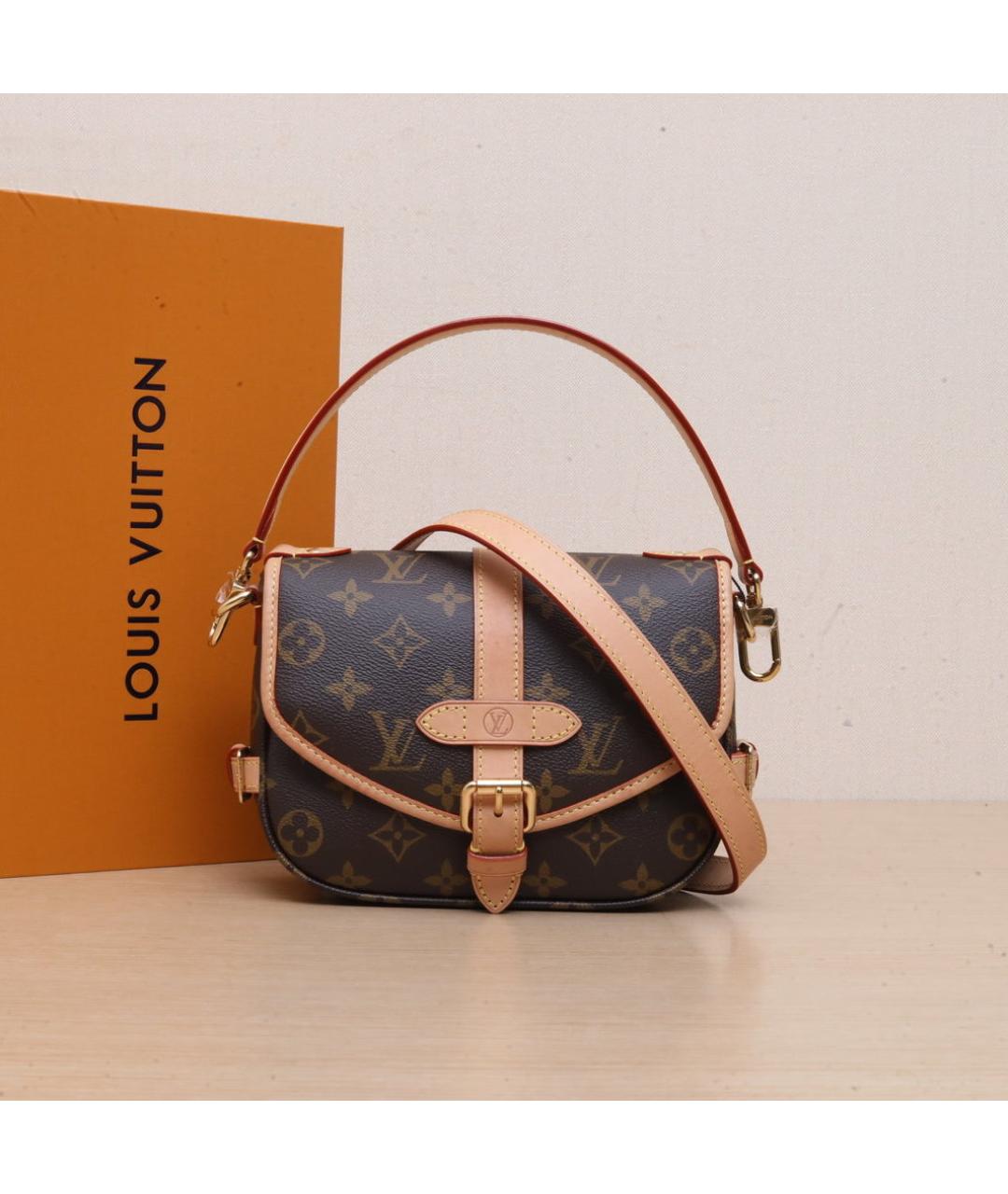 LOUIS VUITTON Коричневая сумка с короткими ручками, фото 2