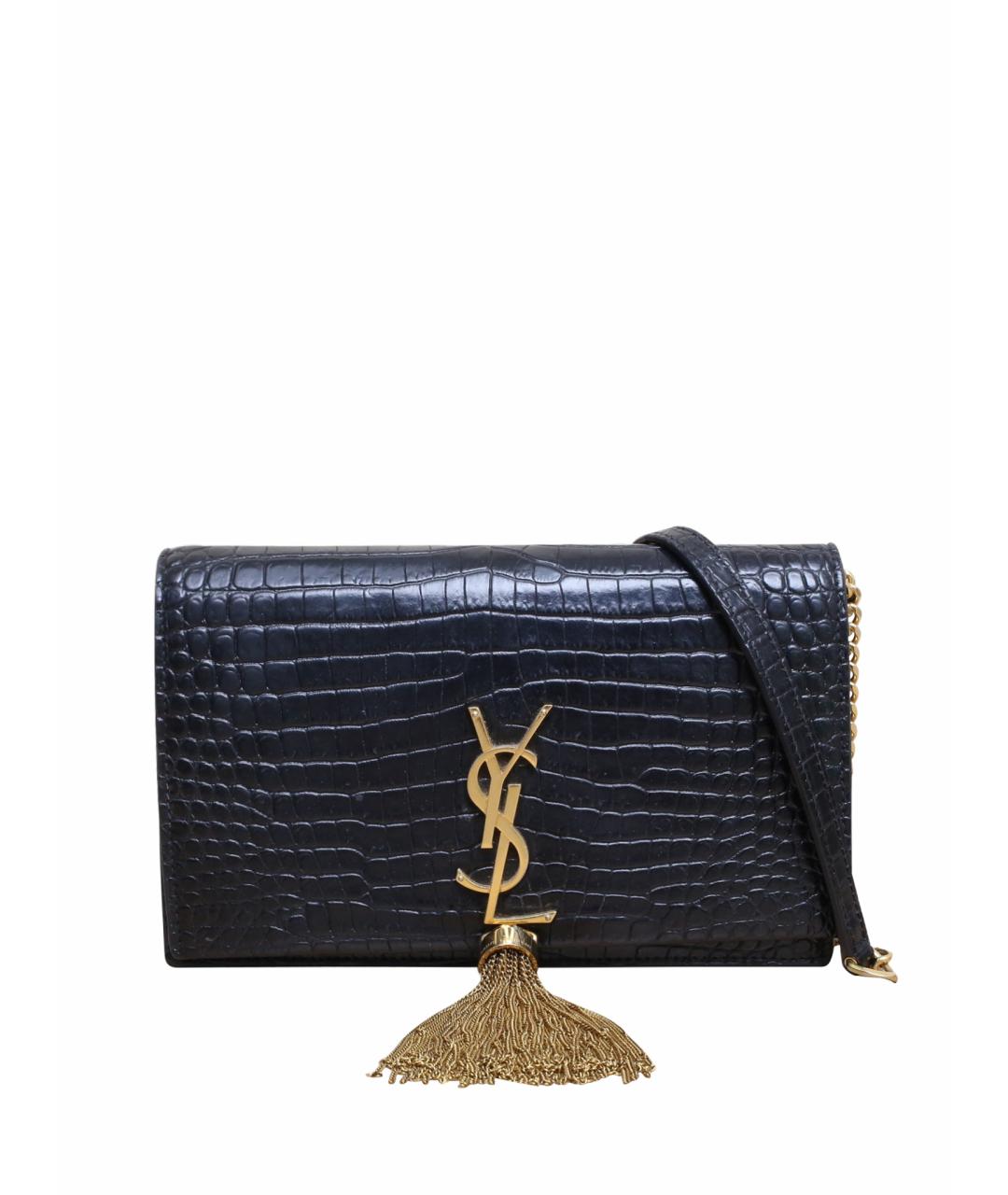 SAINT LAURENT Черная кожаная сумка через плечо, фото 1