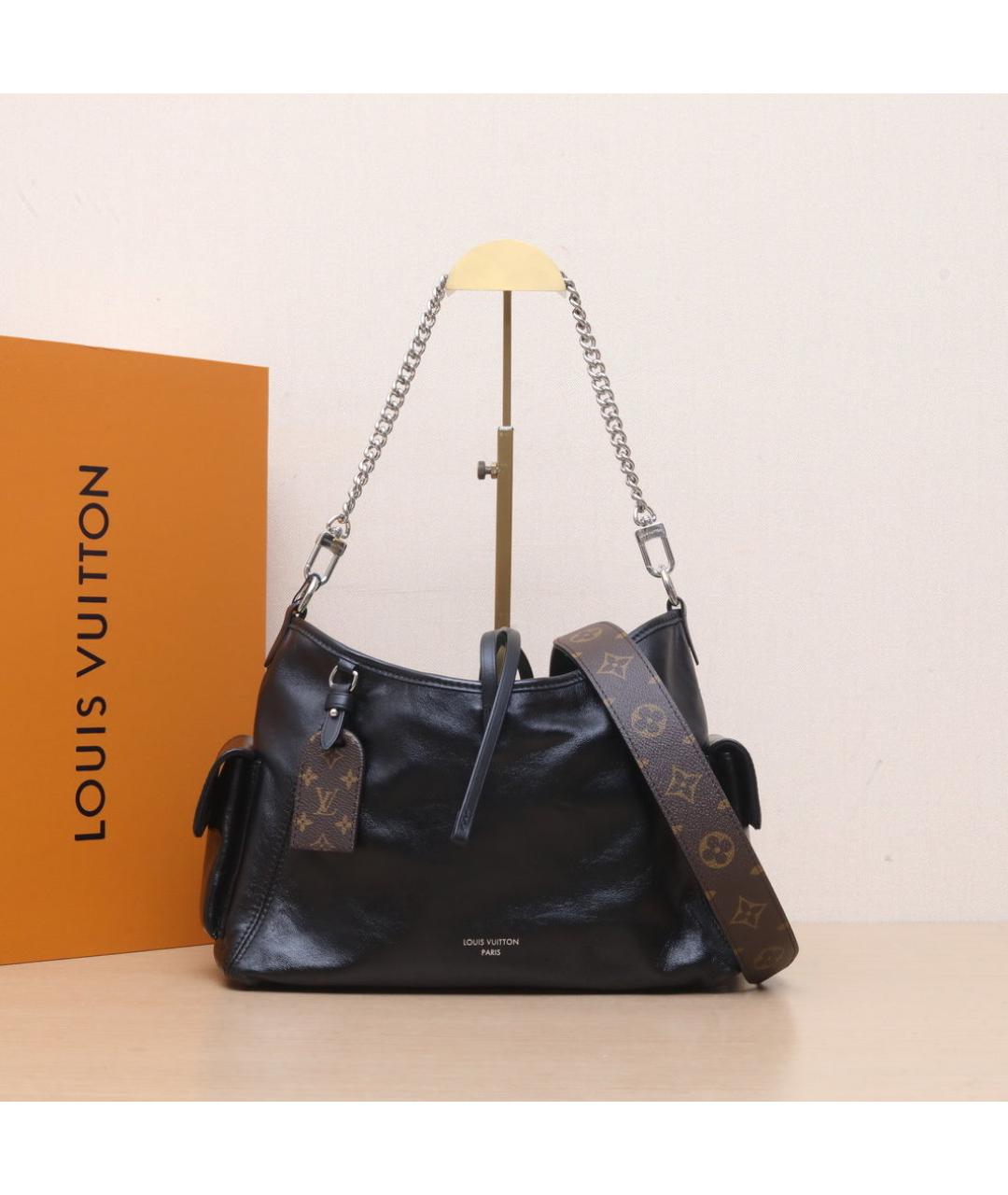 LOUIS VUITTON Черная кожаная сумка через плечо, фото 2