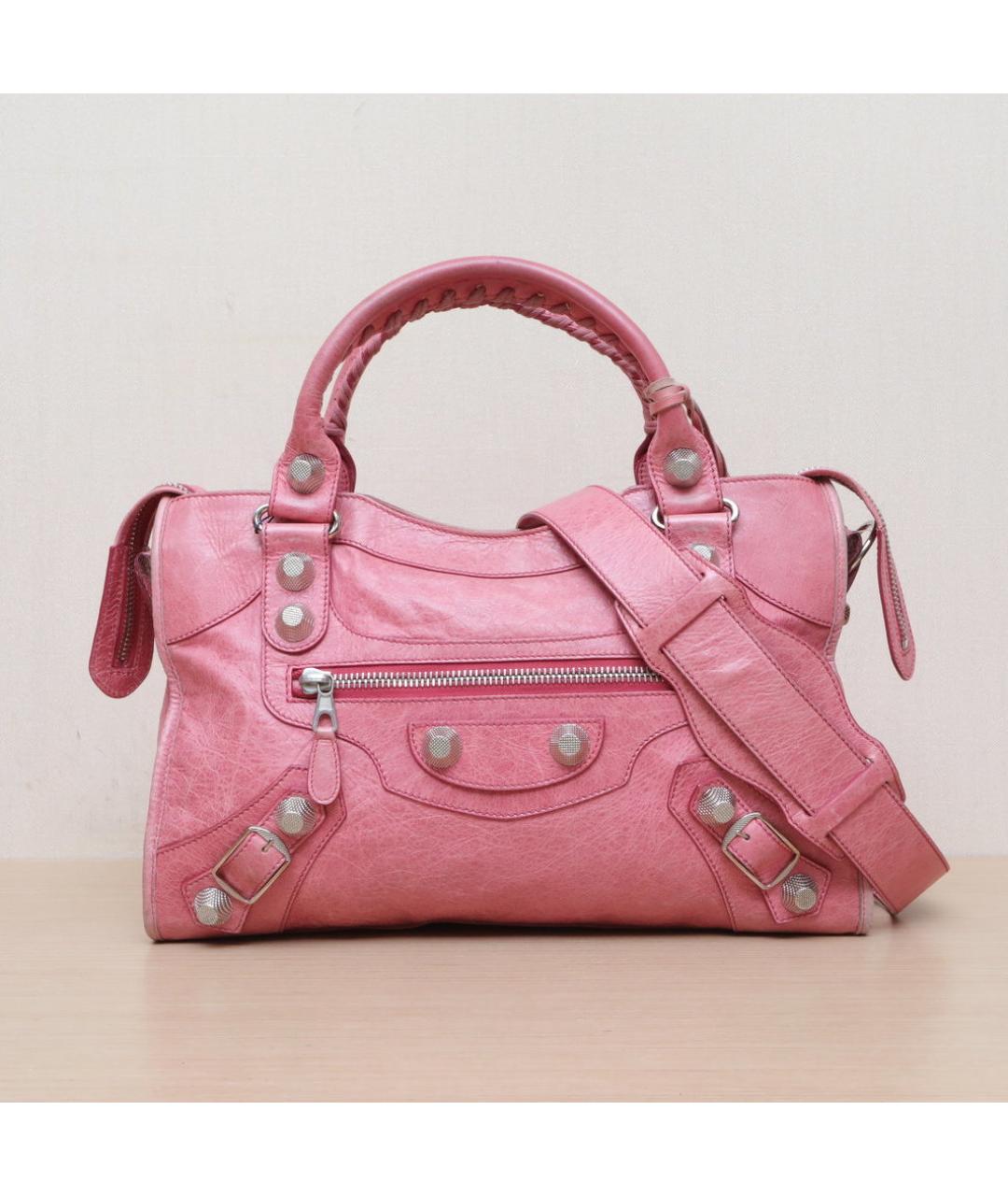 BALENCIAGA Розовая кожаная сумка с короткими ручками, фото 3