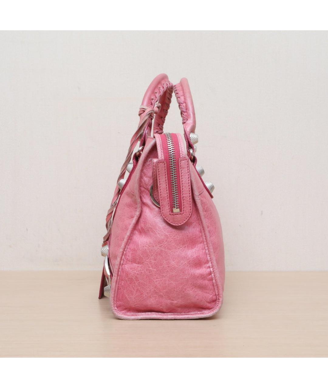 BALENCIAGA Розовая кожаная сумка с короткими ручками, фото 5