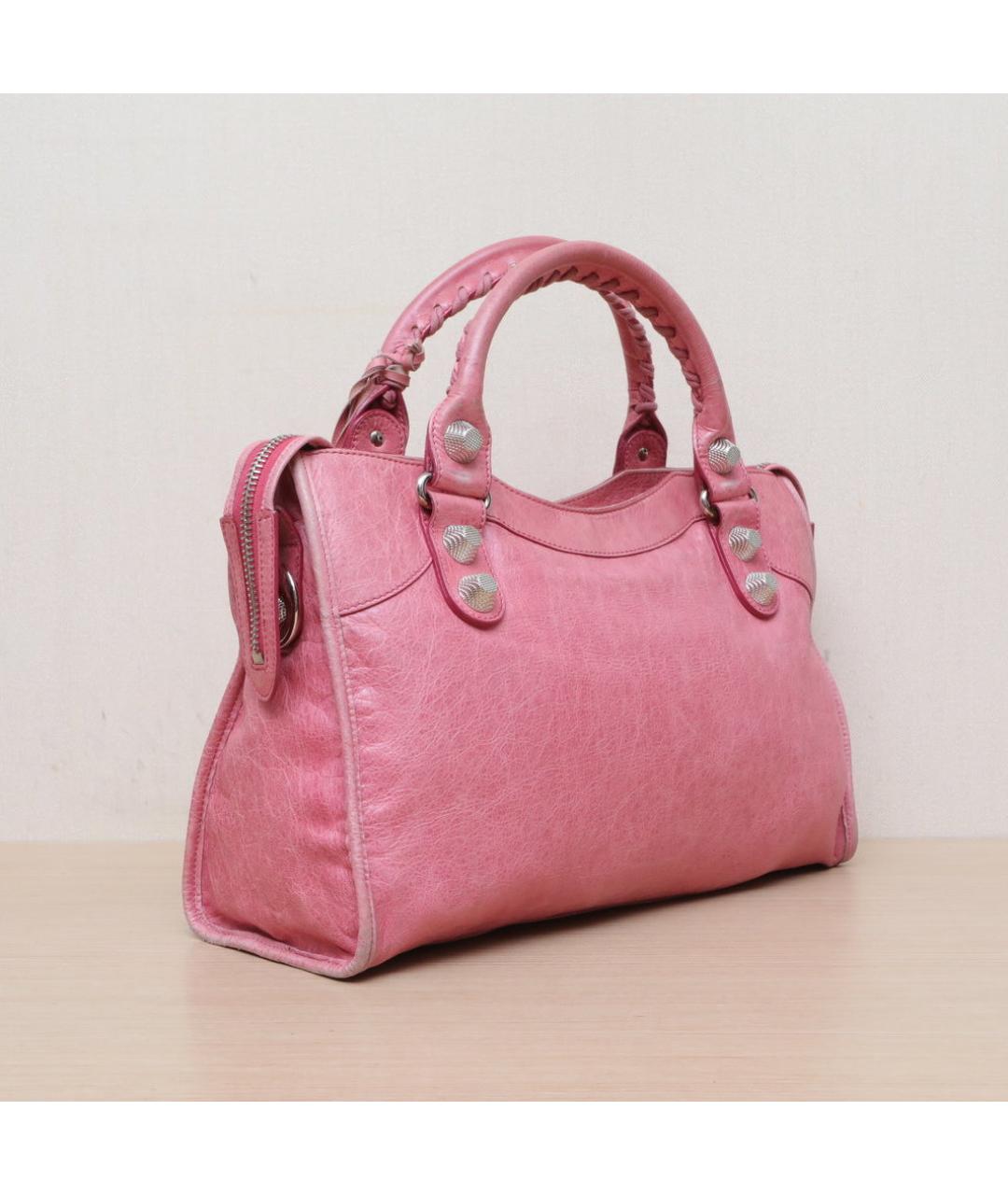 BALENCIAGA Розовая кожаная сумка с короткими ручками, фото 6