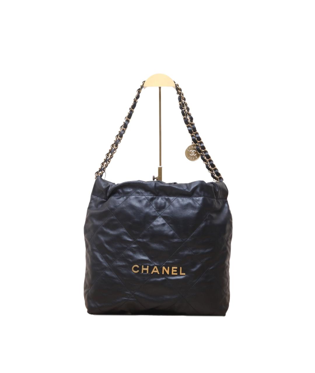 CHANEL Черная кожаная сумка тоут, фото 10