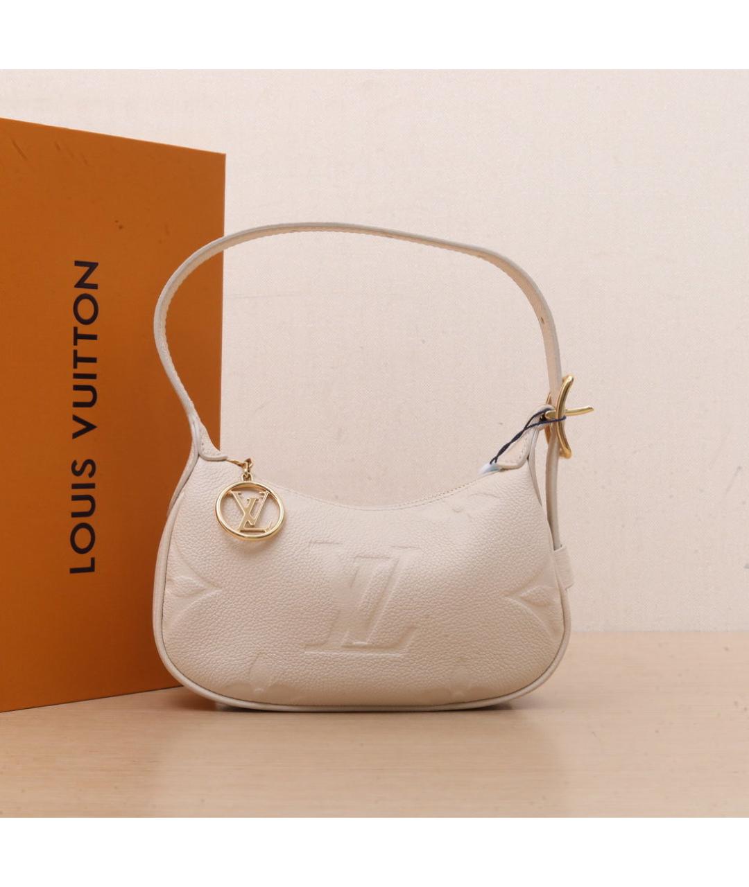 LOUIS VUITTON Бежевая кожаная сумка с короткими ручками, фото 2