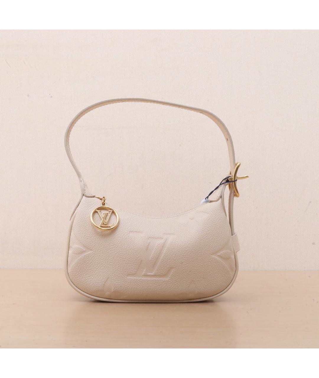 LOUIS VUITTON Бежевая кожаная сумка с короткими ручками, фото 3
