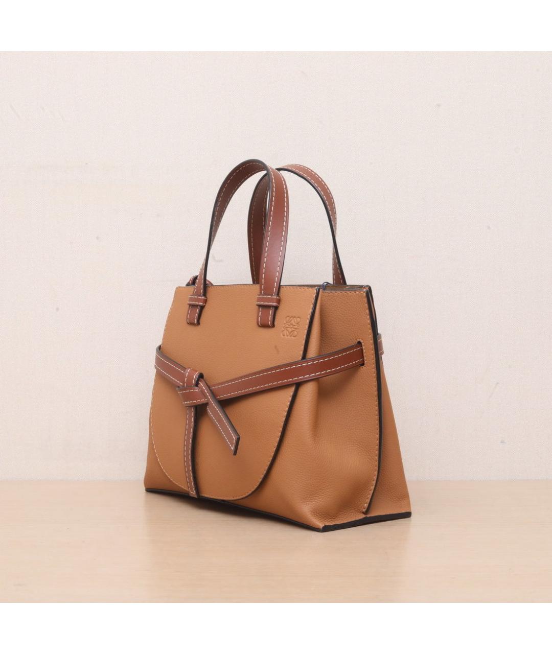 LOEWE Коричневая кожаная сумка с короткими ручками, фото 4